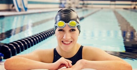 Alyssa Gialamas, a paralympic swimmer,  in the pool.